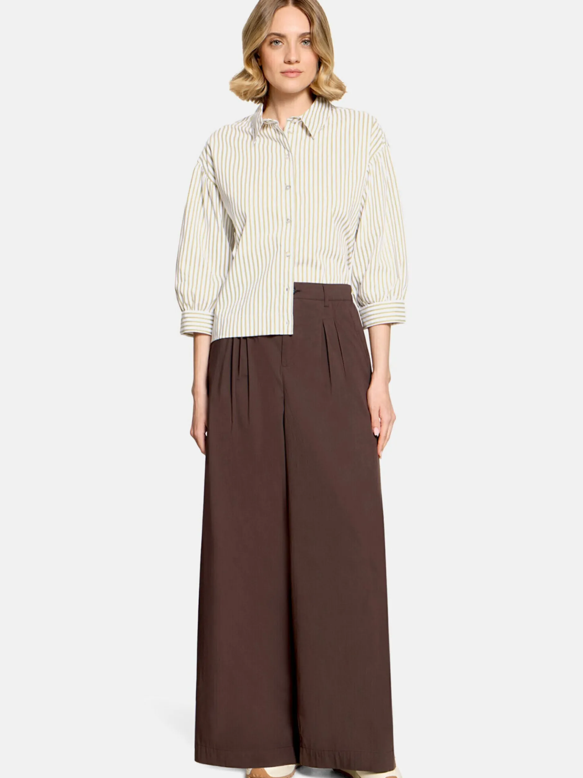 Cartoon Damen Hemdbluse in weiß khaki