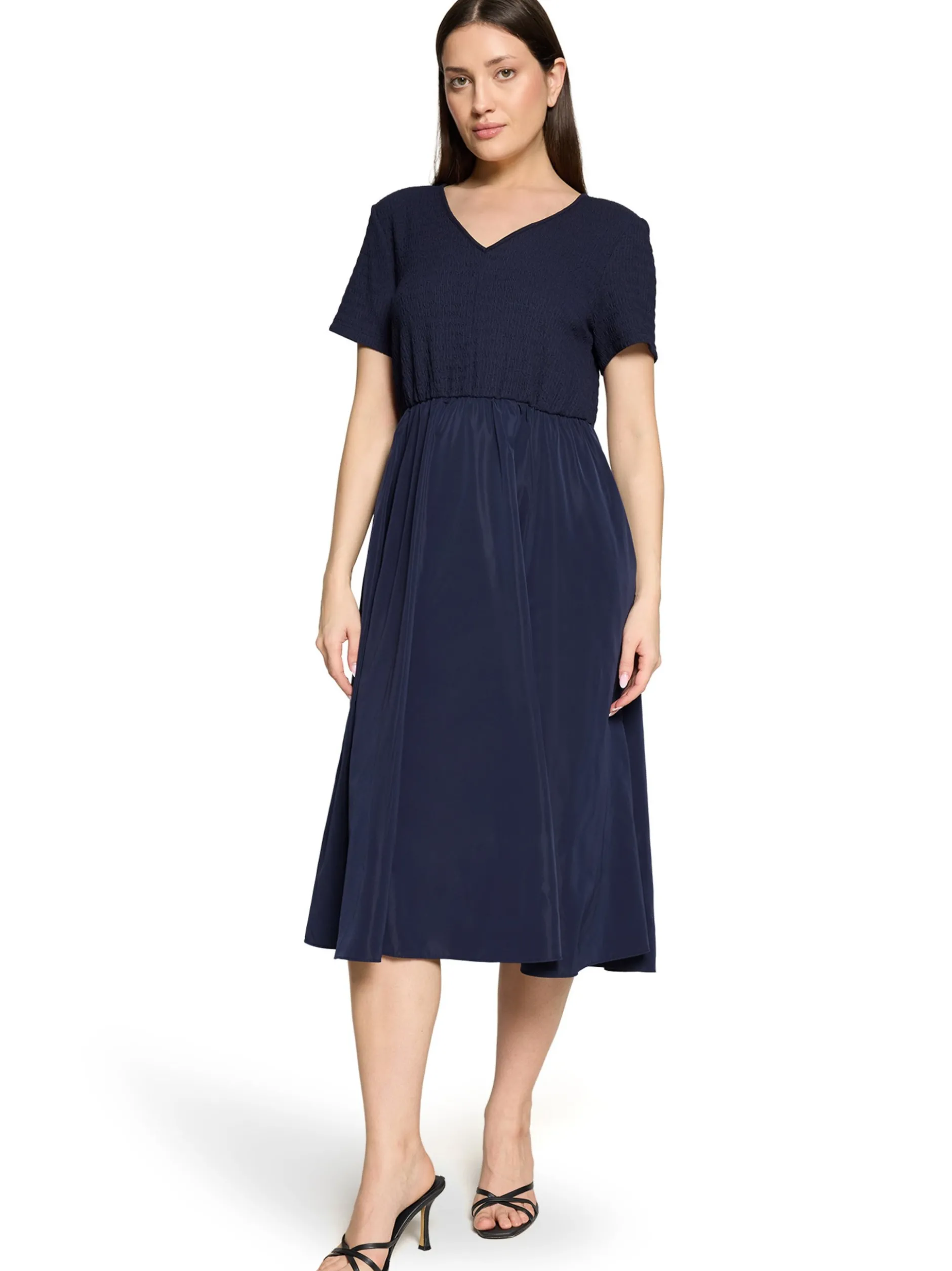 Cartoon Damen Kleid in marine - Ausschnitt: V-Ausschnitt