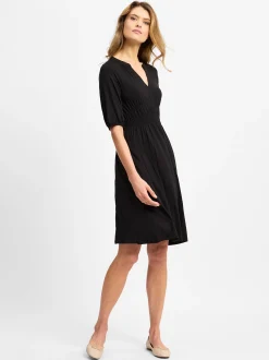 Cartoon Damen Kleid in schwarz - Ausschnitt: Kelchkragen