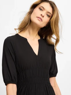 Cartoon Damen Kleid in schwarz - Ausschnitt: Kelchkragen