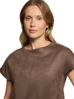 Cartoon Damen Kunstleder-Shirt in taupe