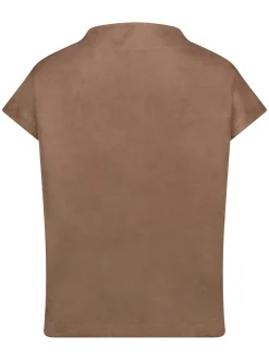 Cartoon Damen Kunstleder-Shirt in taupe