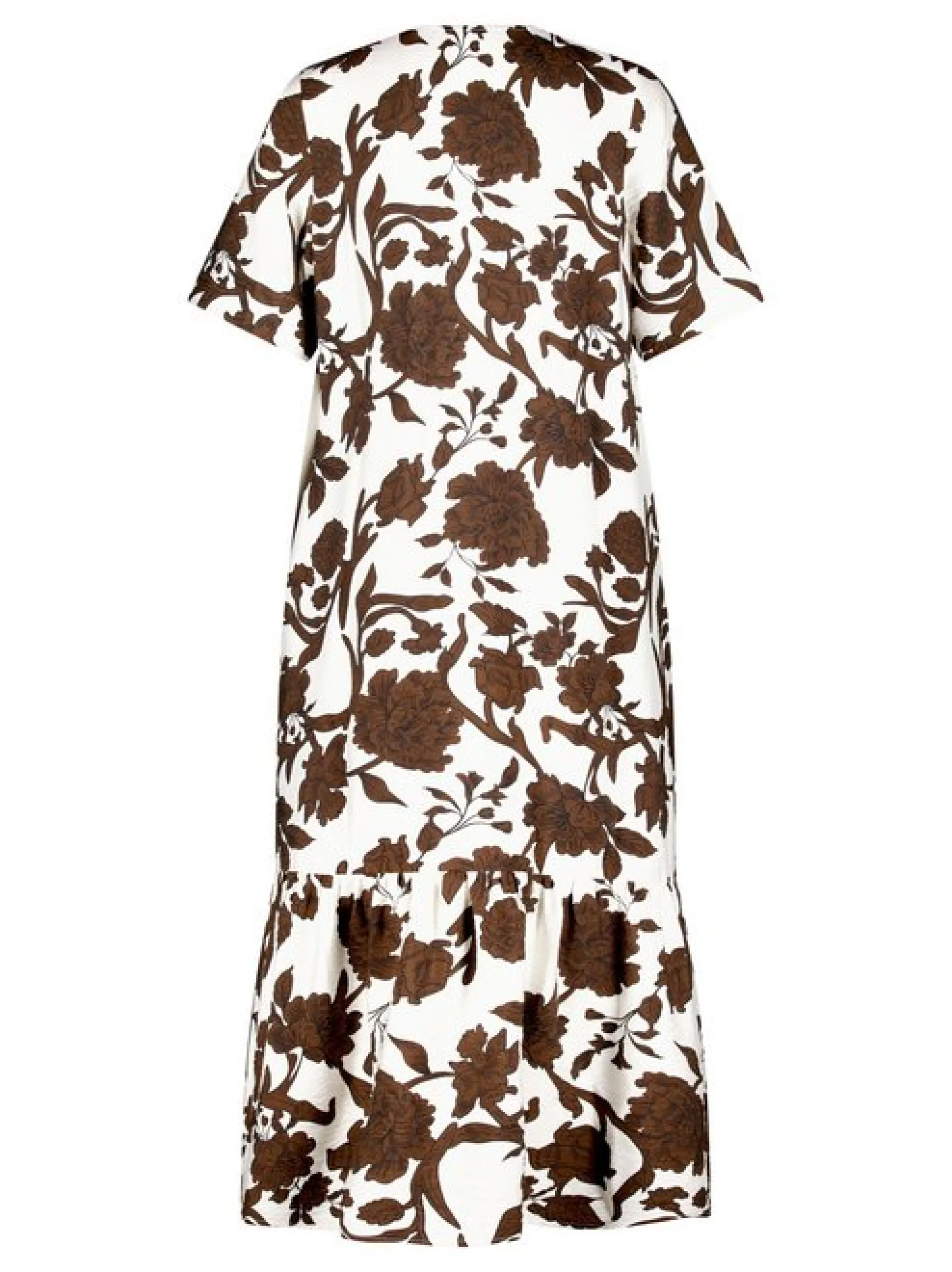 Cartoon Damen Midikleid in braun weiß