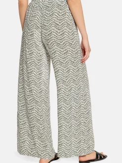 Cartoon Damen Palazzo-Hose in khaki weiß