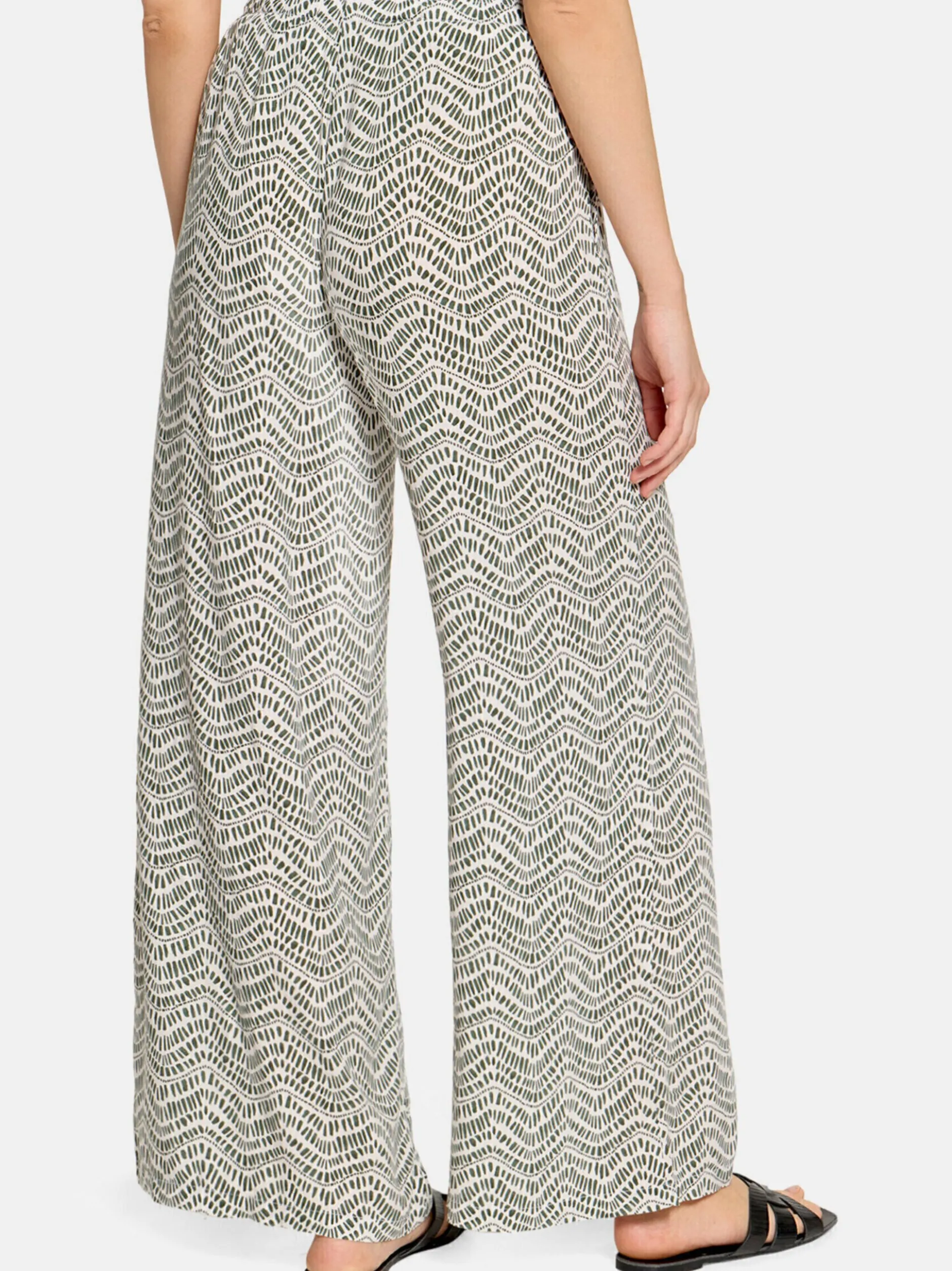 Cartoon Damen Palazzo-Hose in khaki weiß