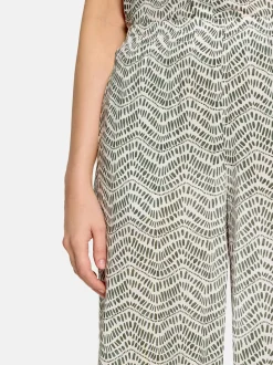 Cartoon Damen Palazzo-Hose in khaki weiß