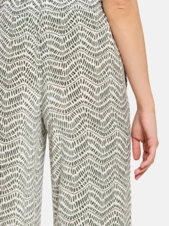 Cartoon Damen Palazzo-Hose in khaki weiß