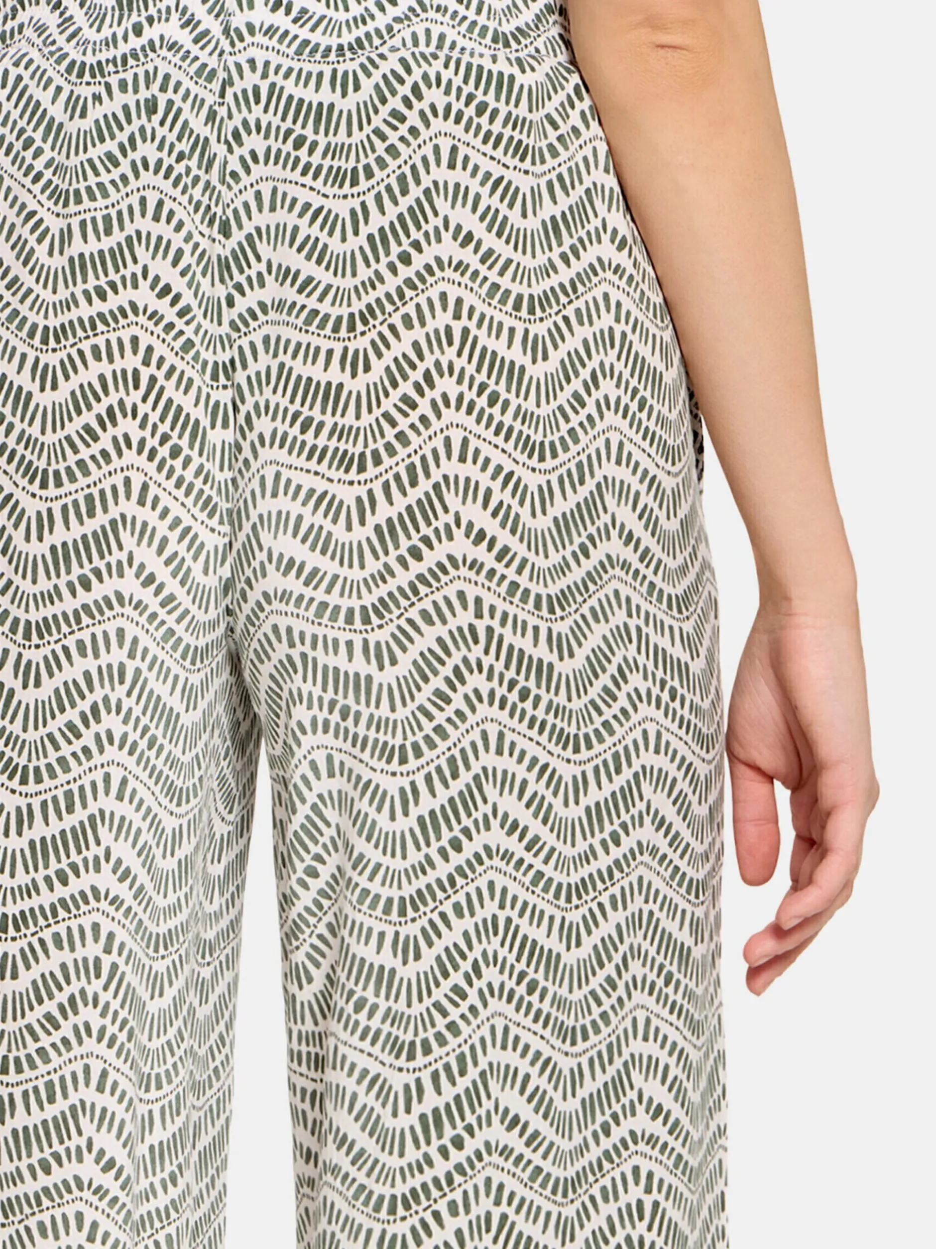 Cartoon Damen Palazzo-Hose in khaki weiß