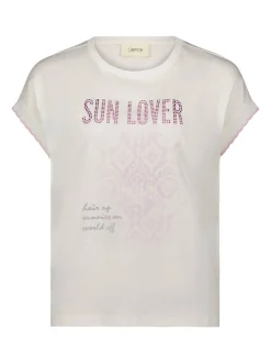 Cartoon Damen Printshirt in rosa mehrfarbig
