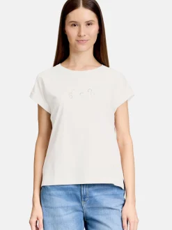 Cartoon Damen Printshirt in weiß mehrfarbig