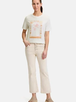 Cartoon Damen Printshirt in weiß mehrfarbig