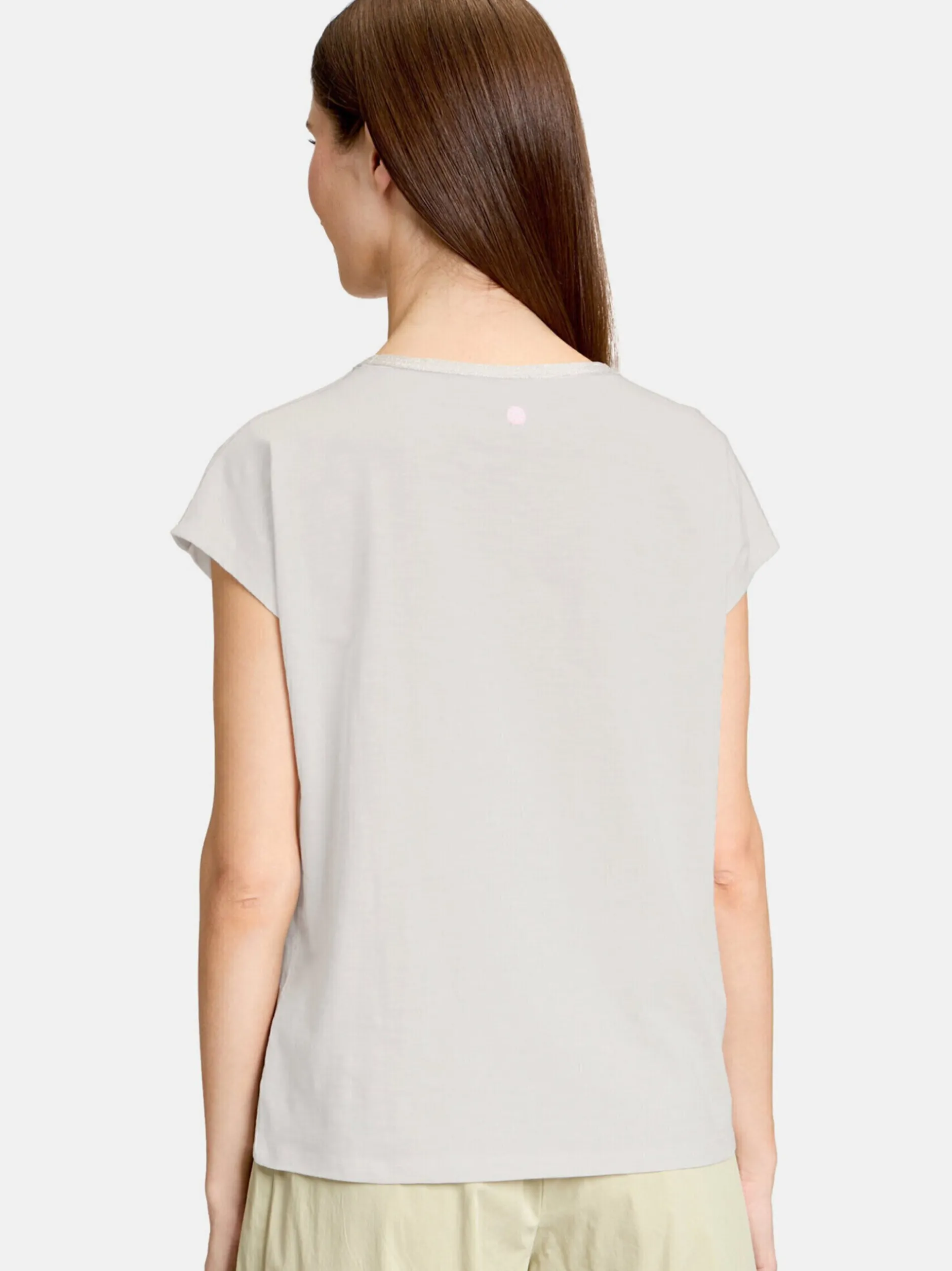 Cartoon Damen Rundhalsshirt in rosa mehrfarbig