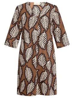 Cartoon Damen Sommerkleid in braun weiß