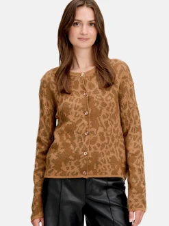 Cartoon Damen Strick-Cardigan in camel mehrfarbig