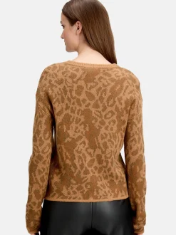 Cartoon Damen Strick-Cardigan in camel mehrfarbig