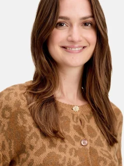 Cartoon Damen Strick-Cardigan in camel mehrfarbig