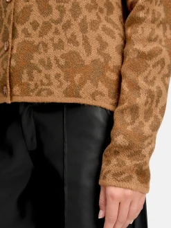 Cartoon Damen Strick-Cardigan in camel mehrfarbig