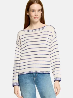 Cartoon Damen Strickpullover in blau mehrfarbig