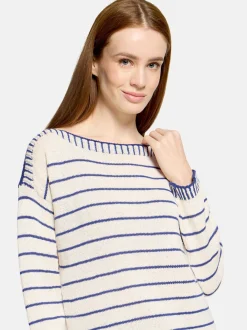 Cartoon Damen Strickpullover in blau mehrfarbig