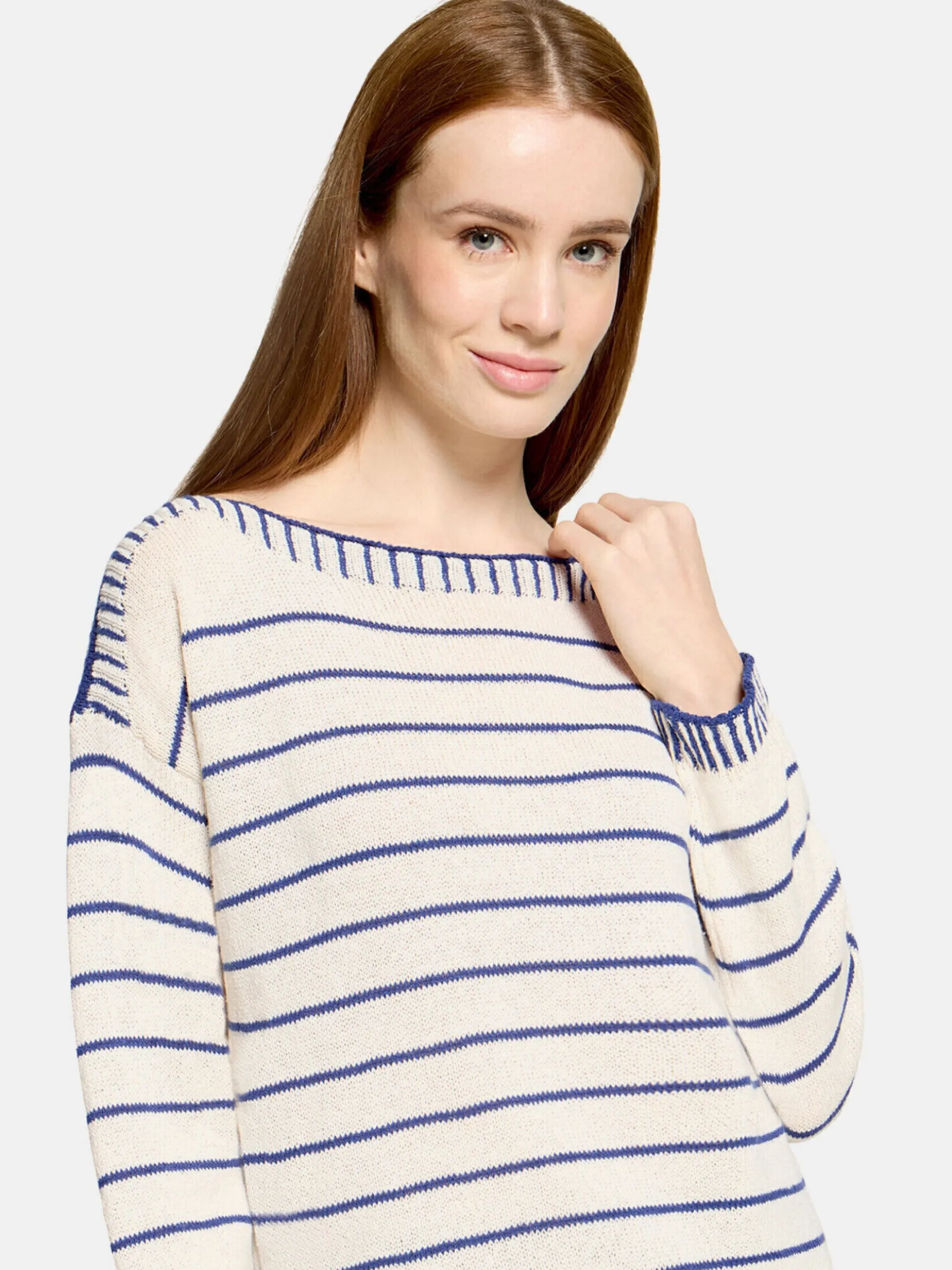 Cartoon Damen Strickpullover in blau mehrfarbig