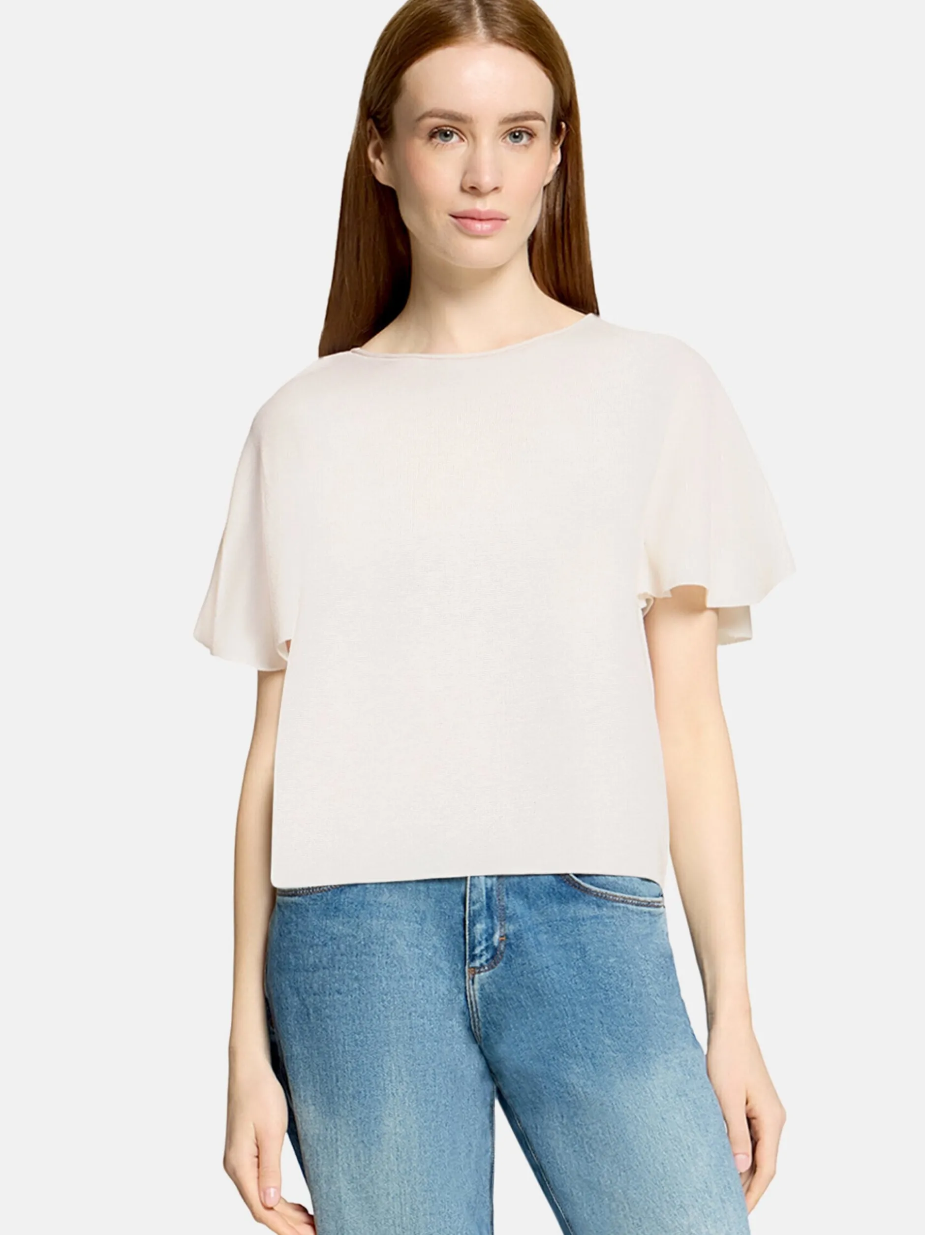 Cartoon Damen Strickshirt in weiß