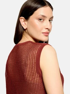 Cartoon Damen Strick-Top in braun