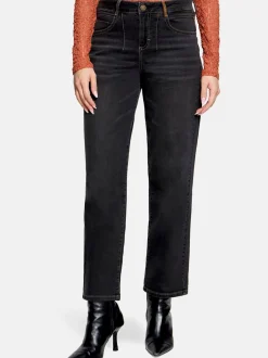 Cartoon Damen Used Look-Jeans in schwarz denim