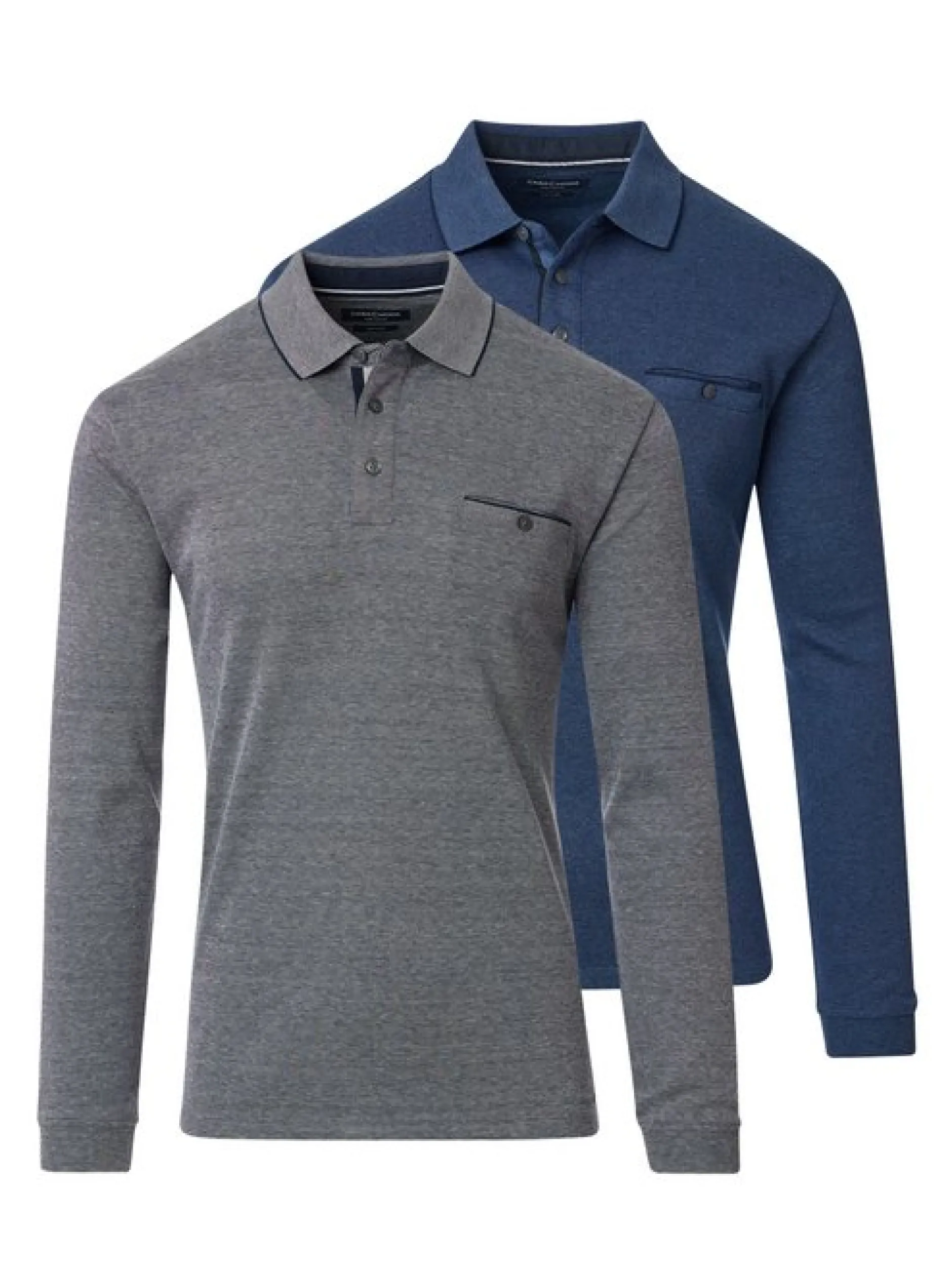 CASAMODA Herren Basic Poloshirt im 2er-Pack in grau blau