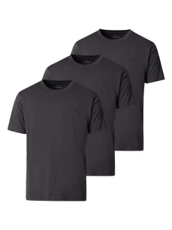 CASAMODA Herren Basic T-Shirt im 3er-Pack in anthrazit grau