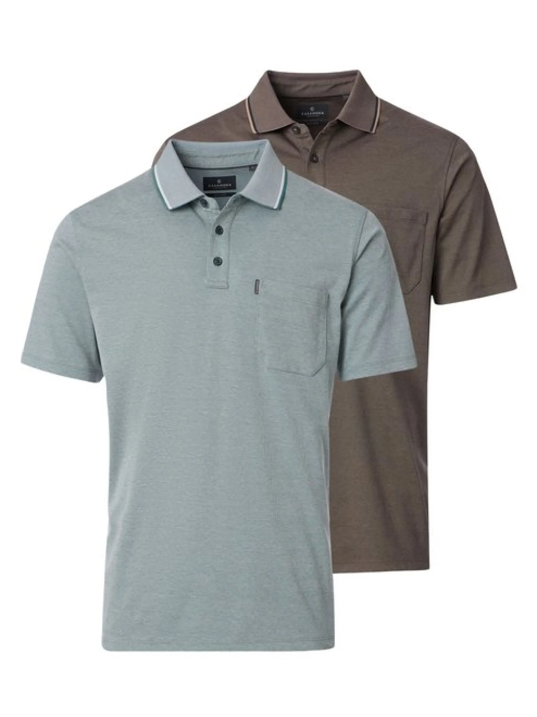 CASAMODA Herren Poloshirts im 2er-Pack in grün