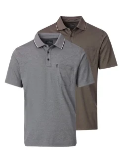 CASAMODA Herren Poloshirts im 2er-Pack in hellgrau