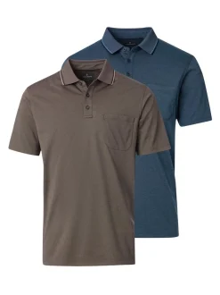 CASAMODA Herren Poloshirts im 2er-Pack in braun