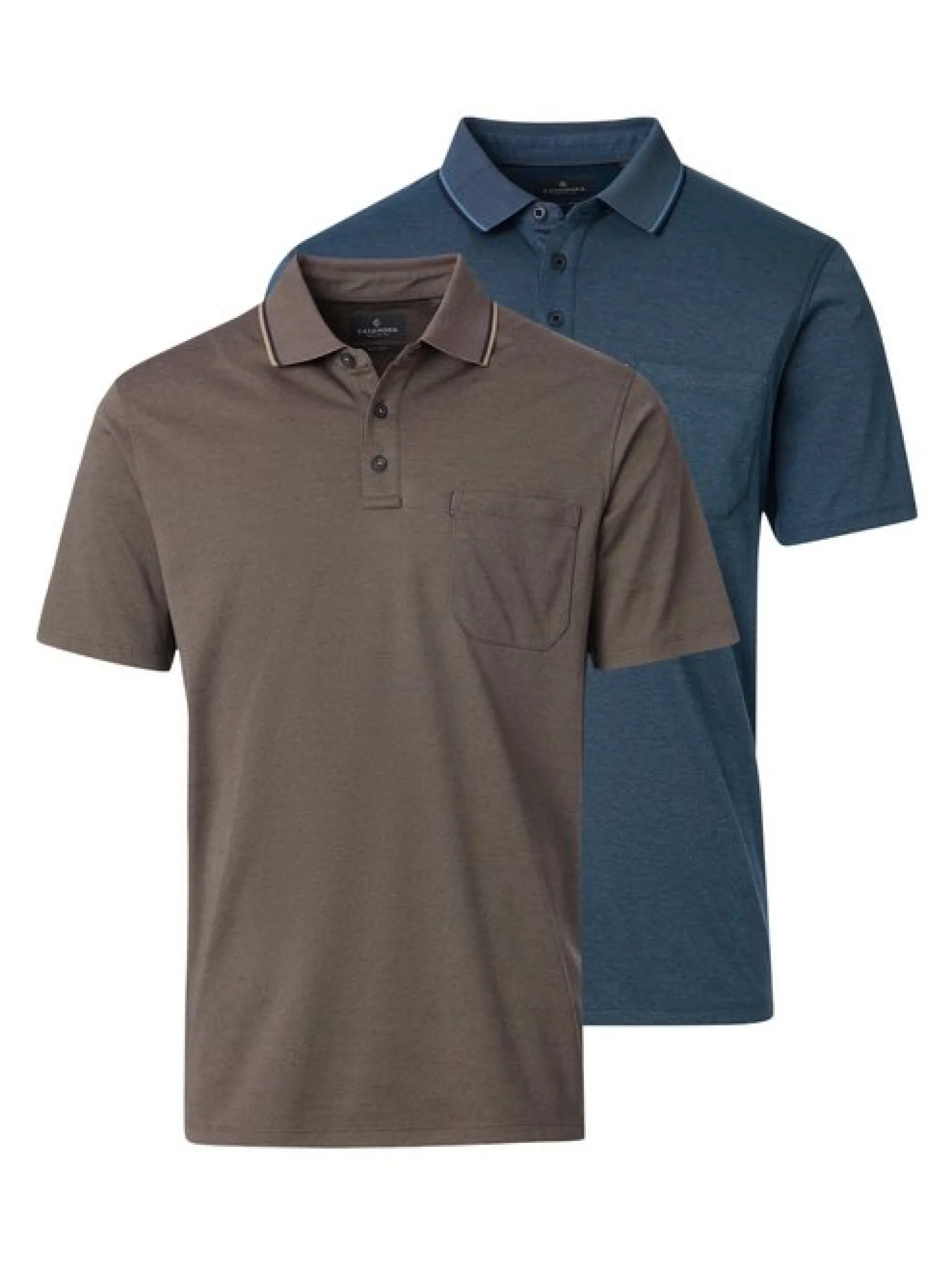 CASAMODA Herren Poloshirts im 2er-Pack in braun