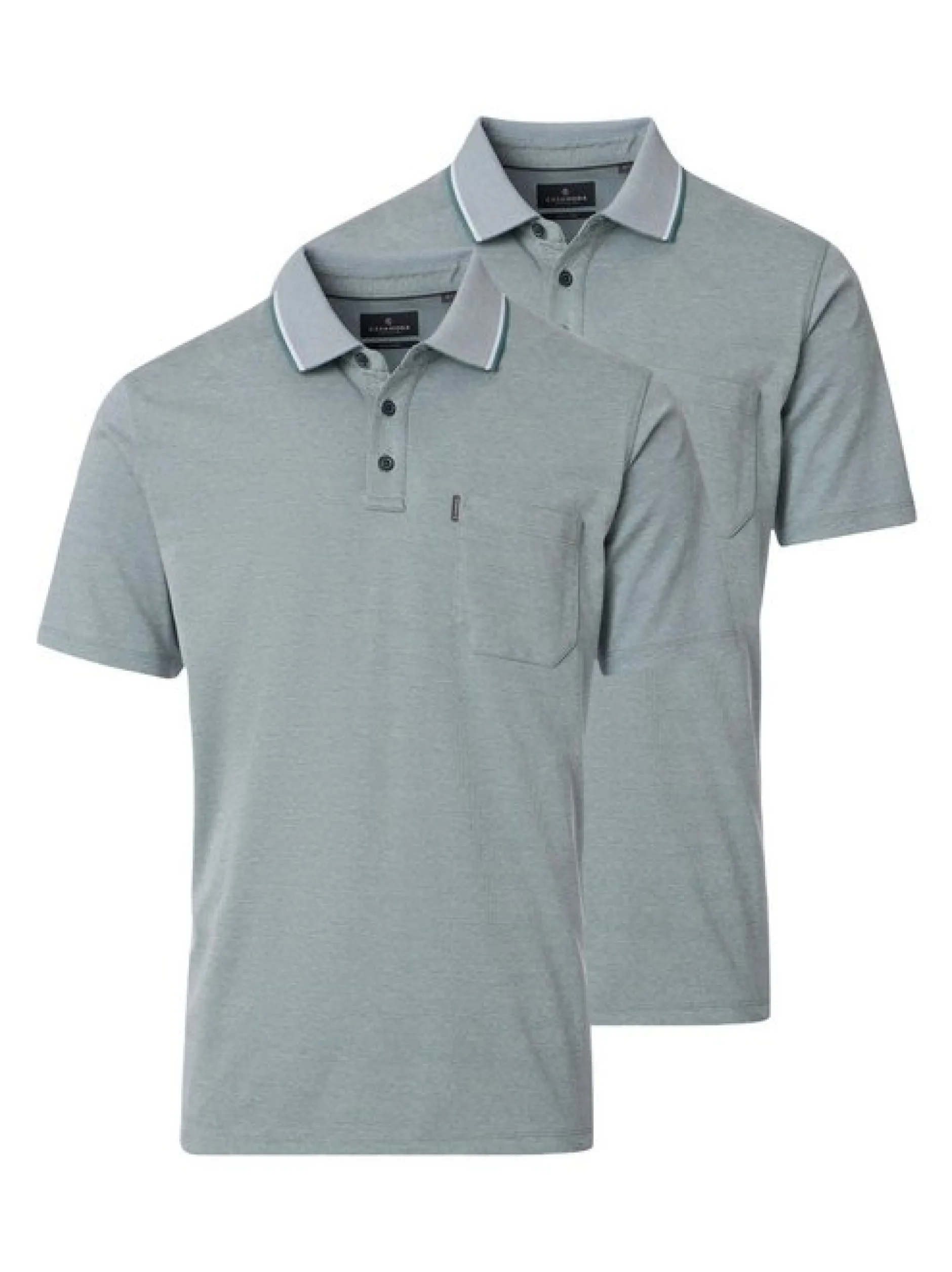 CASAMODA Herren Poloshirts im 2er-Pack in grün