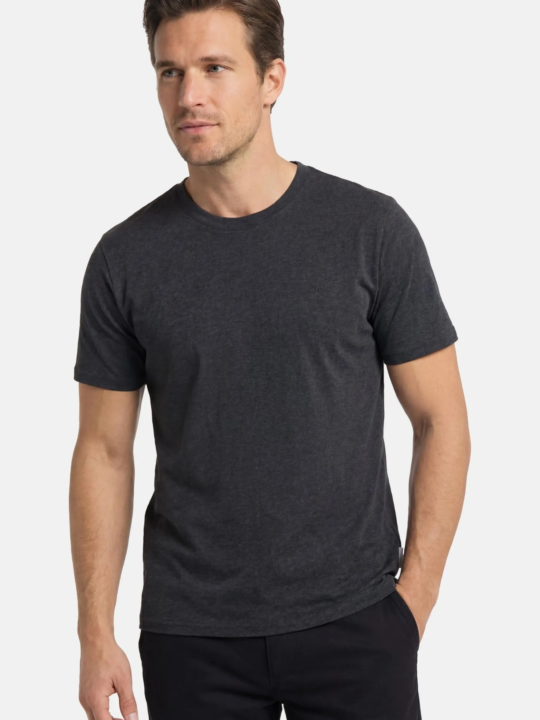 CASAMODA Herren T-Shirt - 3er Pack Basic in grau