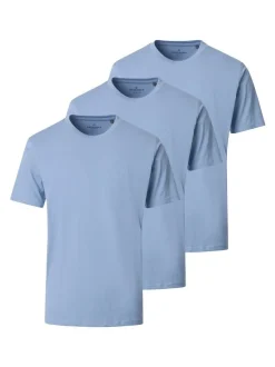 CASAMODA Herren T-Shirt - 3er Pack Basic in hellblau