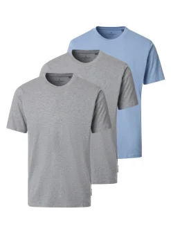 CASAMODA Herren T-Shirt - 3er Pack Basic in hellblau