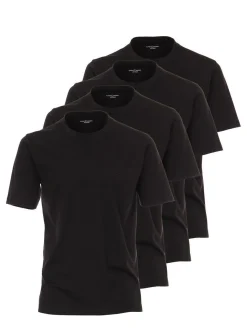 CASAMODA Herren T-Shirt - 4er Pack Basic in schwarz