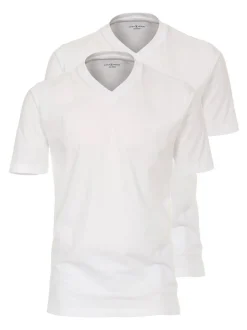 CASAMODA Herren T-Shirt - 2er Pack Basic in weiß