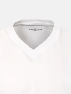 CASAMODA Herren T-Shirt - 2er Pack Basic in weiß