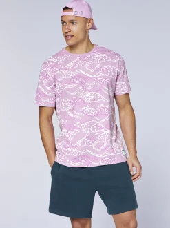 Chiemsee Herren T-Shirt in lila - Ausschnitt: Rundhals
