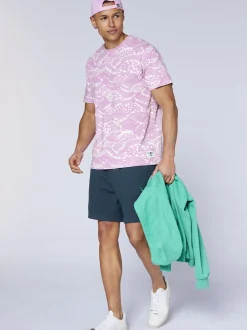 Chiemsee Herren T-Shirt in lila - Ausschnitt: Rundhals