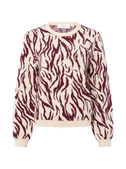 comma casual identity Damen Strickpullover in beige aubergine