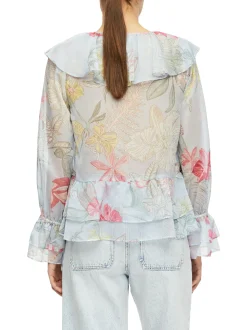 comma Damen Bluse in hellblau mehrfarbig