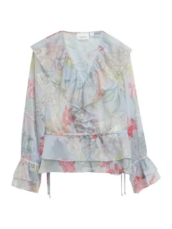 comma Damen Bluse in hellblau mehrfarbig
