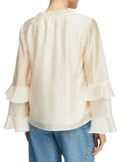 comma Damen Blusenshirt in beige - Ärmel: langarm