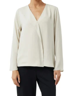 comma Damen Blusenshirt in beige - Ärmel: langarm