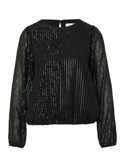 comma Damen Blusenshirt in schwarz - Ärmel: langarm
