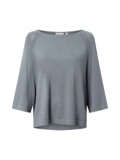 comma Damen Feinstrickpullover in blau - Ärmel: 3/4 Arm
