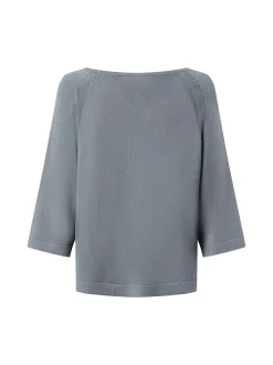 comma Damen Feinstrickpullover in blau - Ärmel: 3/4 Arm